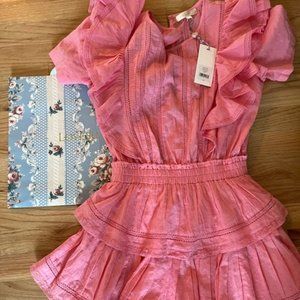 LoveShackFancy Natasha Mini Dress Vivid Pink - NWT - Size P